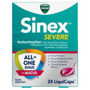 Vicks Sinex Severe Sinus, Pain, Congestion, Mucus LiquiCaps, 24 Ct Purple - Premium Vicks from Vicks - Just $8.99! Shop now at Kis'like