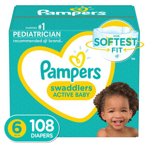 Pampers Swaddlers Diapers, Soft and Absorbent, Size 6, 108 ct White - Premium Disposable Diapers from Pampers - Just $63.99! Shop now at Kis'like