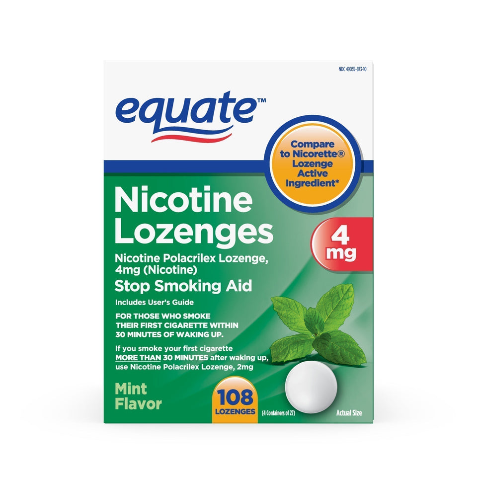Equate Nicotine Lozenge 4 mg, Mint Flavor, 108 count White - Premium Quit Smoking from Equate - Just $39.99! Shop now at Kis'like