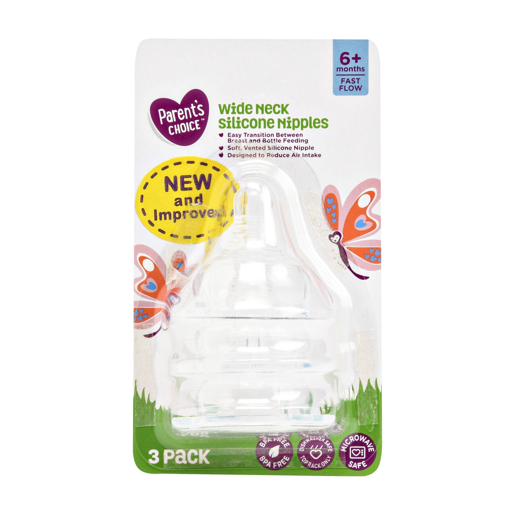 Parent's Choice Wide Neck Silicone Nipples, 6+ Months, 3 Pack Clear 3 Silicone Nipples - Premium Toddler Dishes and Utensils from Parent's Choice - Just $5.99! Shop now at KisLike