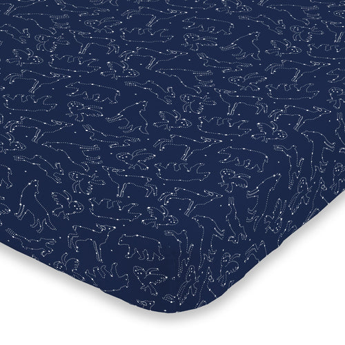 NoJo Cosmic Constellations fitted crib sheet Navy White - Premium New Baby Products from NoJo - Just $21.99! Shop now at Kis'like