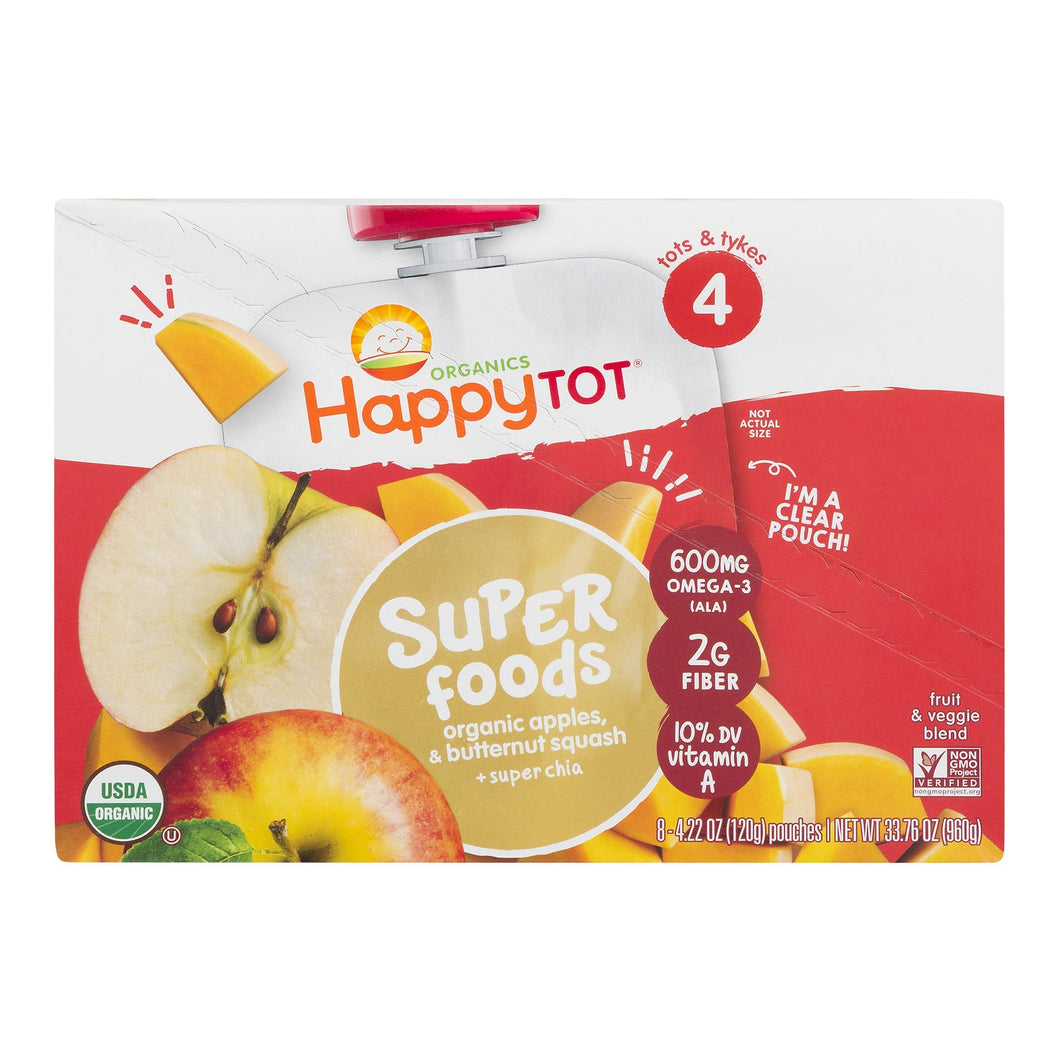 (8 Pouches) Happy Tot Super Foods Pouches Organic Apples & Butternut Squash + Super Chia, 4.22 OZ @generated - Premium Toddler Foods from Happy Tot - Just $14.99! Shop now at Kis'like