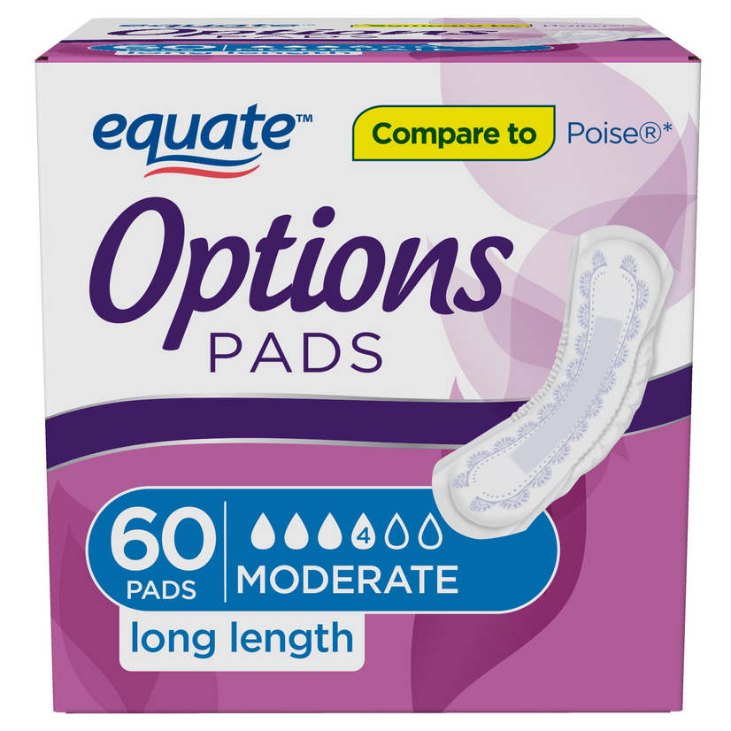 Equate Options Moderate Absorbency Long Length Pads, 60 count White  Buy  HSA Eligible Feminine Care from EquateAbsorbency, autolisted, count,  Equate, Length, Long, Moderate, Options, source-wus, White – KisLike