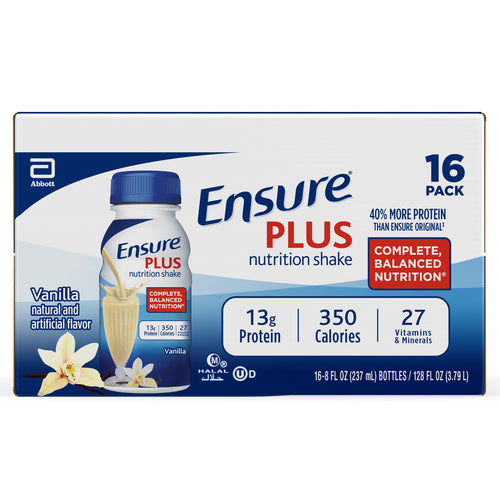Ensure Plus Nutrition Shake, With 16 Grams of High-Quality Protein, Meal Replacement Shake, Vanilla, 8 fl oz, 16 Count Off-White Pack of 16 - Premium Ensure Nutritional Meal Replacements from Ensure - Just $39.99! Shop now at KisLike