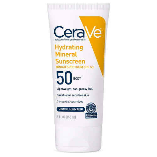 CeraVe 100% Mineral Sunscreen SPF 50 | Body Sunscreen with Zinc Oxide & Titanium Dioxide for Sensitive Skin | With Hyaluronic Acid and Ceramides | 5 oz - Premium Body Sunscreens from CeraVe - Just $18.89! Shop now at KisLike