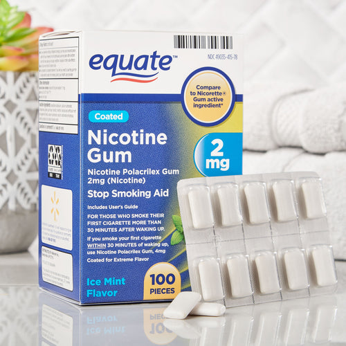 Equate Nicotine Coated Gum 2 mg, Stop Smoking Aid, Ice Mint Flavor, 100 Count 2MG - Premium Equate Quit Smoking Aids from Equate - Just $30.99! Shop now at Kis'like