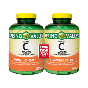 Spring Valley Vitamin C with Rose Hips Dietary Supplement Twin Pack, 1,000mg, 250 count, 2 pack NA 23 oz - Premium Immunity Support Supplements from Spring Valley - Just $14.99! Shop now at Kis'like