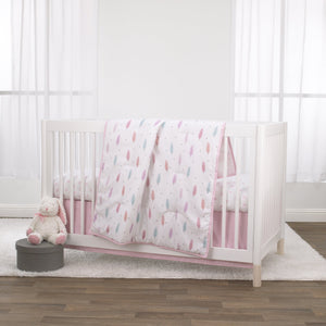 Little Love by NoJo Feathers Girl 3 Piece Crib Bedding Set - Comforter, Fitted Crib Sheet, Dust Ruffle - Pink, Lavender, Aqua and Orange Feathers Pink Lavender Aqua Orange - Premium All Crib Bedding Sets from Little Love by NoJo - Just $68.99! Shop now at Kis'like