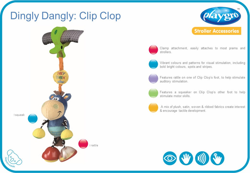 Playgro Dingly Dangly Clip Clop Activity Toy Multicolor - Premium Stroller & Car Seat Toys from Playgro - Just $13.76! Shop now at Kis'like
