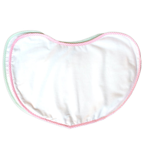 NuAngel Large Contoured Burp Pads - Pink/Green Trim- 2 count White with pink/mint green trim L - Premium Bibs and Burp Cloths from NuAngel - Just $15.99! Shop now at Kis'like