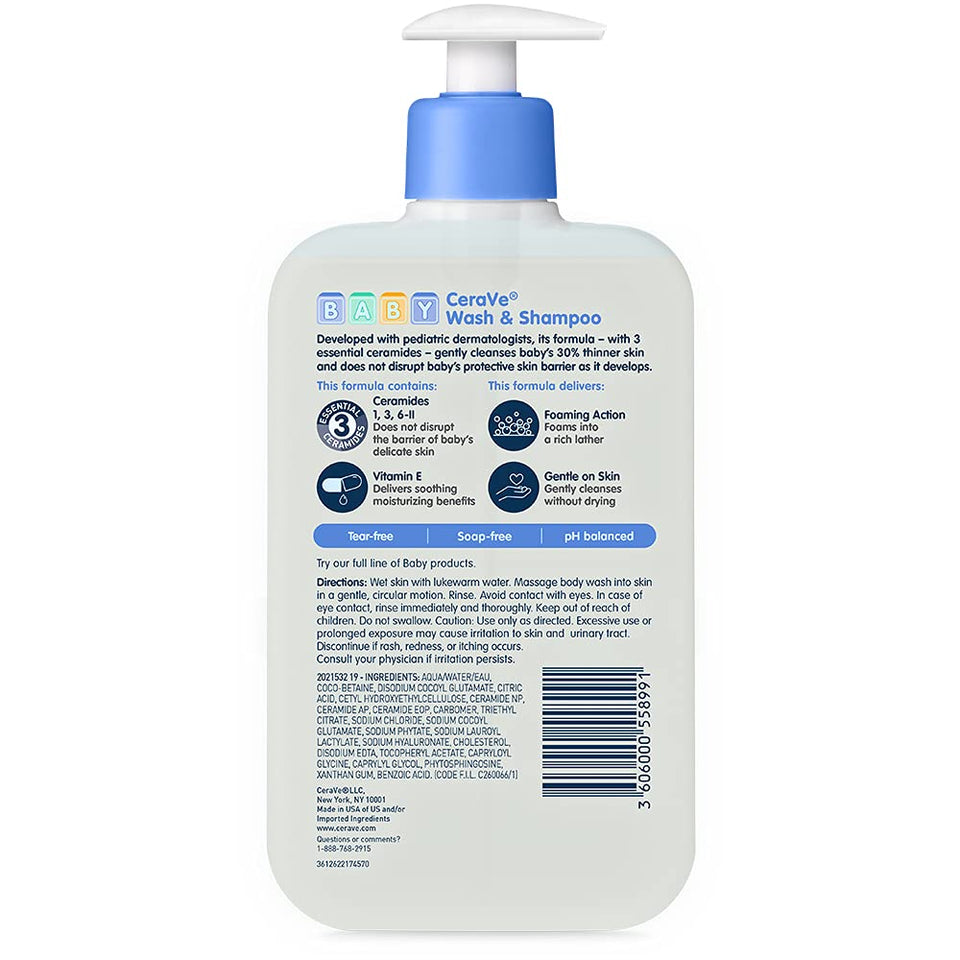 CeraVe Baby Wash & Shampoo | 2-in-1 Tear-Free for Skin Hair Fragrance, Paraben, Dye, Phthalates Sulfate Free Bath| Soap with Vitamin E 16 Ounce - Premium Shampoo from CeraVe - Just $21.89! Shop now at Kis'like