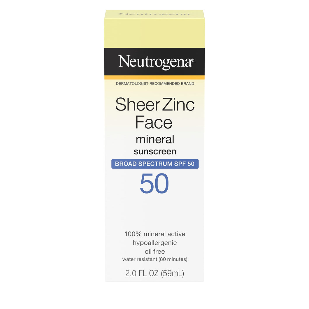 Neutrogena Sheer Zinc Oxide Dry-Touch Face Sunscreen with Broad Spectrum SPF 50, Oil-Free, Non-Comedogenic & Non-Greasy Mineral Sunscreen, 2 fl. oz 2 Fl Oz (Pack of 1) - Premium Facial Sunscreens from Neutrogena - Just $14.89! Shop now at Kis'like