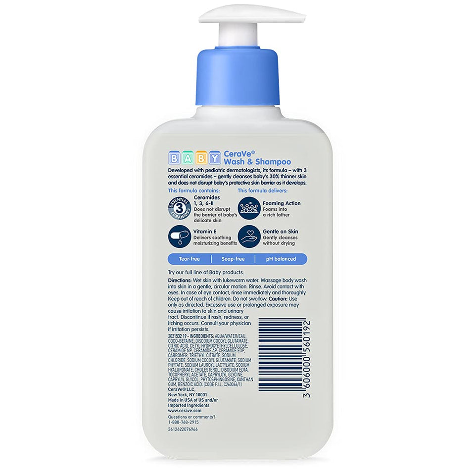 CeraVe Baby Wash & Shampoo | Fragrance, Paraben, & Sulfate Free Shampoo for Tear-Free Baby Bath Time | 8 Ounce 8 Fl Oz (Pack of 1) - Premium Shampoo from CeraVe - Just $11.89! Shop now at KisLike