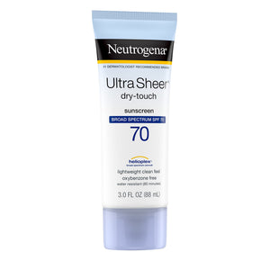 Neutrogena Ultra Sheer Dry-Touch Water Resistant and Non-Greasy Sunscreen Lotion with Broad Spectrum SPF 70, 3 Fl Oz (Pack of 1) - Premium Body Sunscreens from Neutrogena - Just $12.89! Shop now at Kis'like