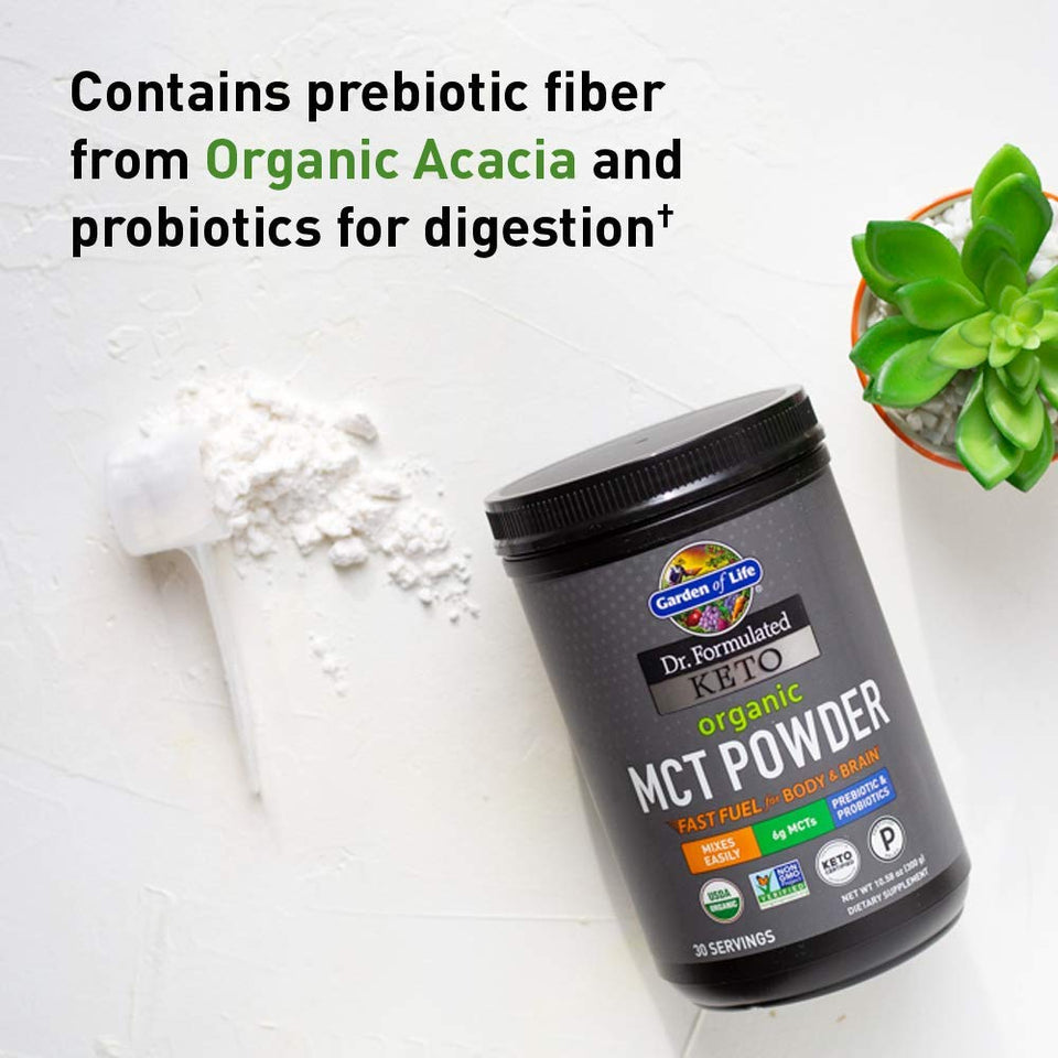 Garden of Life Dr. Formulated Keto Organic MCT Powder - 30 Servings, 6g MCTs from Coconuts Plus Prebiotic Fiber & Probiotics, Certified Organic, Non-GMO, Vegan, Gluten Free, Ketogenic & Paleo - Premium Combinations from Garden of Life - Just $27.89! Shop now at Kis'like