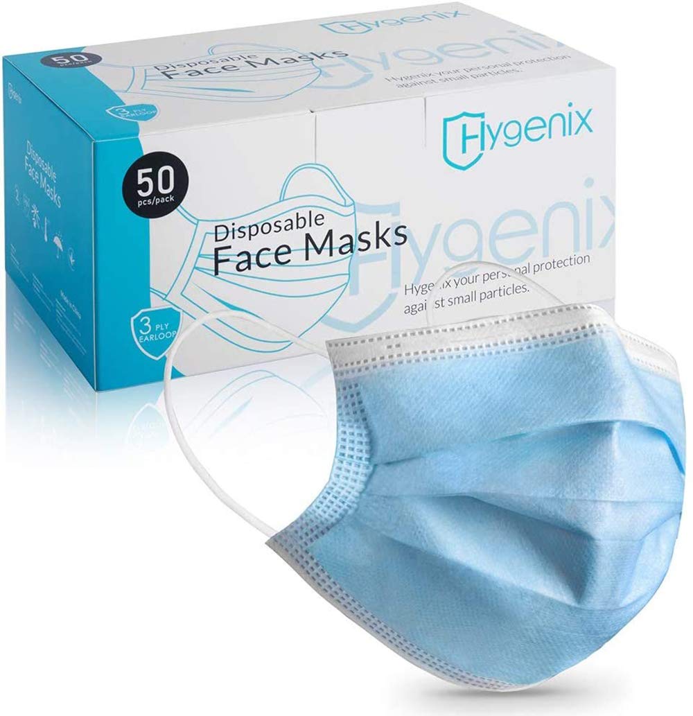Hygenix 3ply Disposable Face Masks PFE 99% Filter Tested by Nelson Labs USA (Pack of 50 Pcs) Light Blue - Premium Masks from Hygenix - Just $15.89! Shop now at Kis'like