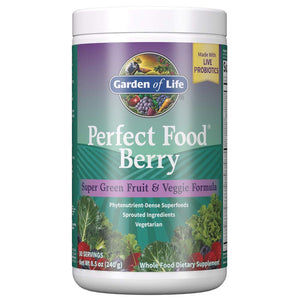 Garden of Life Perfect Food Berry Super Green Fruit & Veggie Formula - 30 Servings, 49 Superfoods Greens, Sprouts, Fruits, Veggies, Probiotics, Spirulina, Vegetarian Juice Superfood Powder Supplement - Premium Dietary Fibers from Garden of Life - Just $52.89! Shop now at Kis'like
