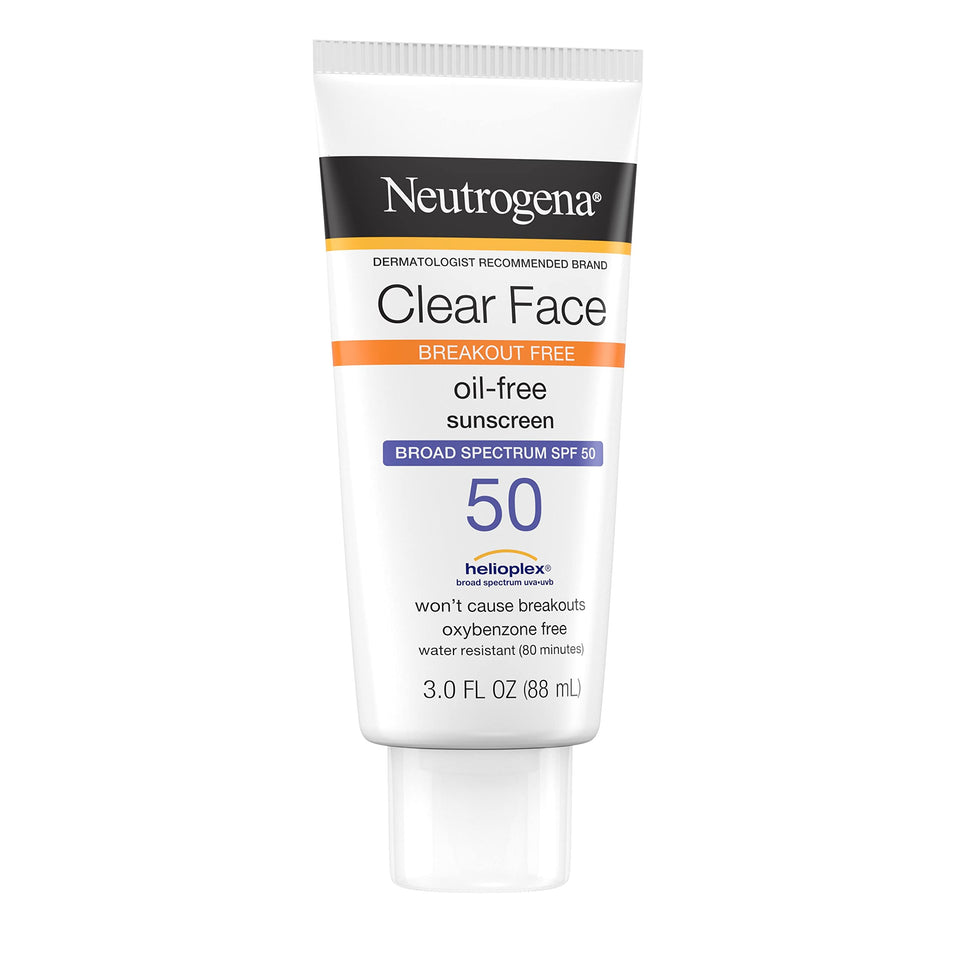 Neutrogena Clear Face Liquid Lotion Sunscreen for Acne-Prone Skin, Broad Spectrum SPF 50 UVA/UVB Protection, Oil-, Fragrance- & Oxybenzone-Free Facial Sunscreen, Non-Comedogenic, 3 fl. oz - Premium Facial Sunscreens from Neutrogena - Just $12.89! Shop now at Kis'like