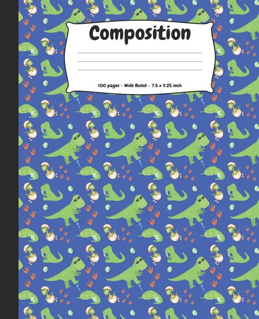 Composition: Dinosaur Wide Ruled Blue School Notebook (Paperback) - Premium All Paper & Printable Media from Whitedragon Press USA - Just $14.91! Shop now at Kis'like