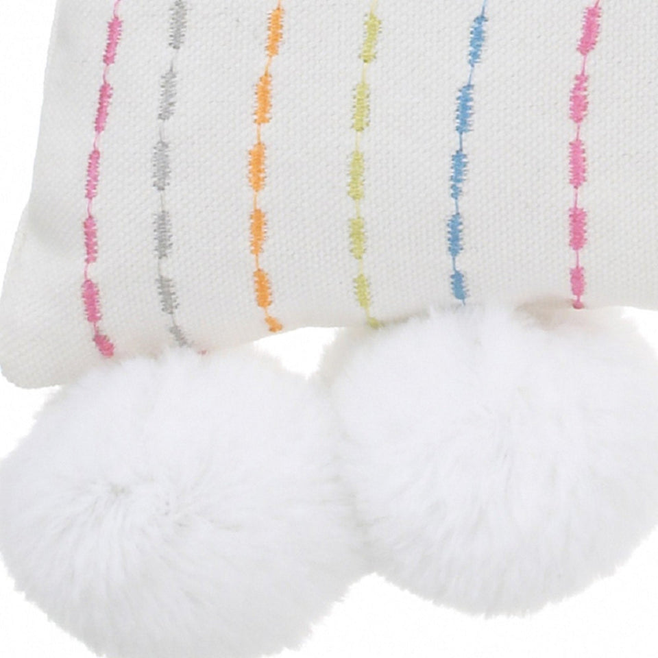 NoJo Soft Shaped Wall Décor - Cotton Canvas - Rainbow with Embroidery & Pom Pom Trim Red - Premium Baby Wall Decor from NoJo - Just $20.99! Shop now at Kis'like