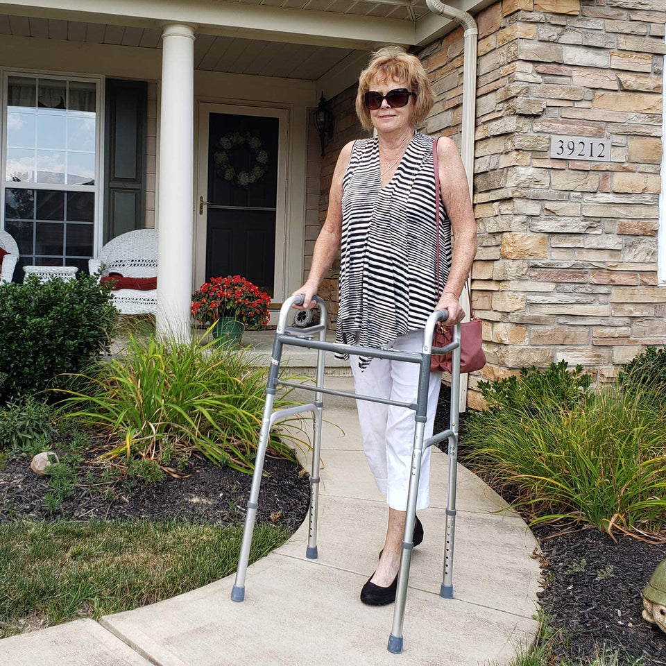 Carex Folding Walker for Adults with Height Adjustable Legs Gray 1 - Premium Mobility Walkers and Rollators from Carex - Just $49.99! Shop now at Kis'like