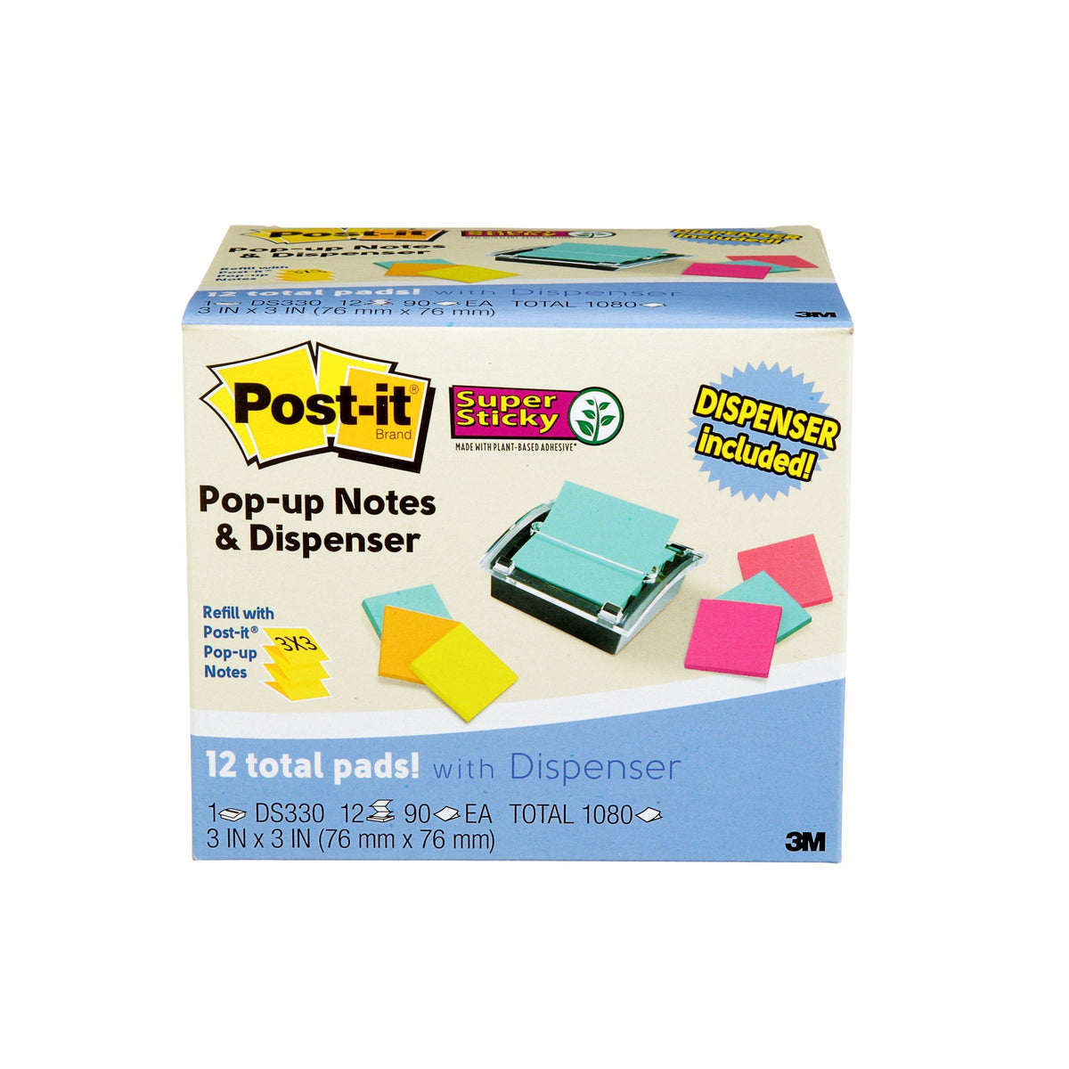 Post-it Pop-up Sticky Notes Dispenser Value Pack, 3