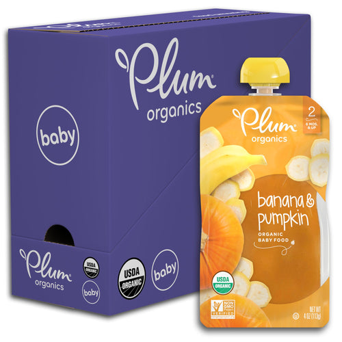 Plum Organics Stage 2 Organic Baby Food, Banana & Pumpkin, 4 Ounce Pouch (Pack of 6) Orange 6.690 x 3.330 x 8.03 - Premium Fall Baby Food from Plum Organics - Just $10.99! Shop now at Kis'like