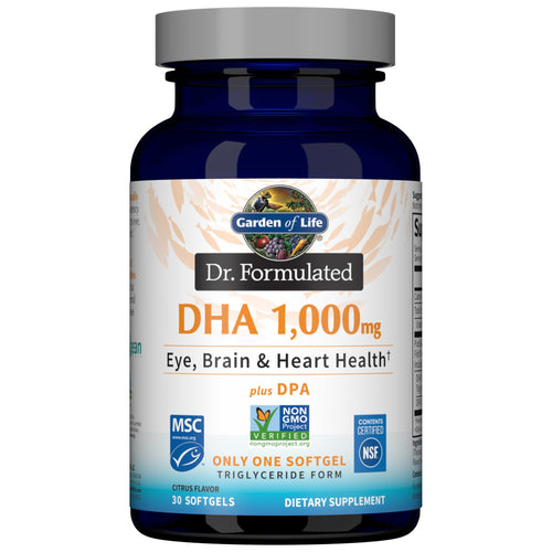 Garden of Life Dr. Formulated Once Daily 1000mg DHA Fish Oil + DPA in Triglyceride Form Softgels, Single Source Omega 3 Supplement for Ultimate Eye, Brain & Heart Health, Lemon, 30 Count - Premium Omega-3 from Garden of Life - Just $21.89! Shop now at KisLike