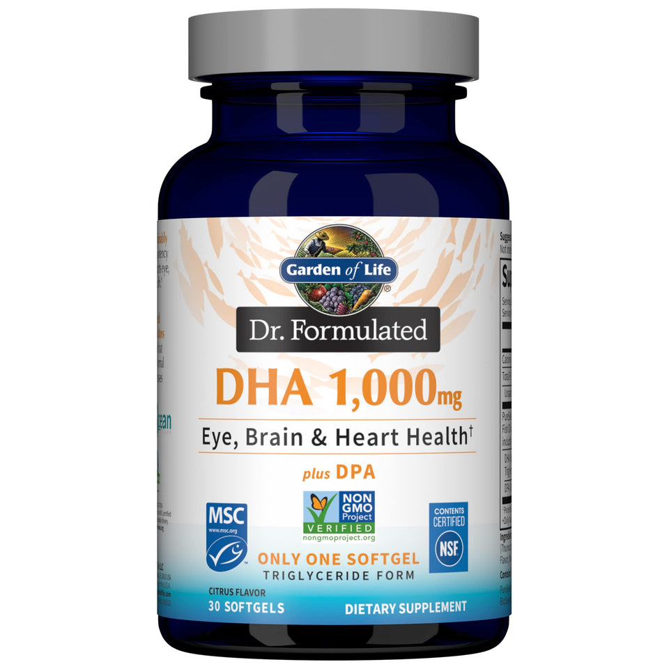 Garden of Life Dr. Formulated Once Daily 1000mg DHA Fish Oil + DPA in Triglyceride Form Softgels, Single Source Omega 3 Supplement for Ultimate Eye, Brain & Heart Health, Lemon, 30 Count - Premium Omega-3 from Garden of Life - Just $26.89! Shop now at Kis'like