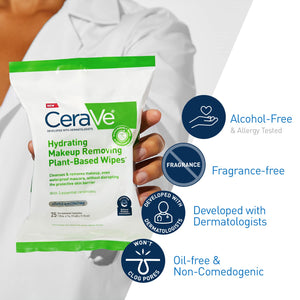 CeraVe Hydrating Facial Cleansing Makeup Remover Wipes| Plant Based Face Wipes| Biodegradable in Home Compost| Face Wash Cloth| Suitable for Sensitive Skin| Fragrance-free Non-comedogenic| 25 Count Fragrance Free - Premium Cloths & Towelettes from CeraVe - Just $12.89! Shop now at KisLike