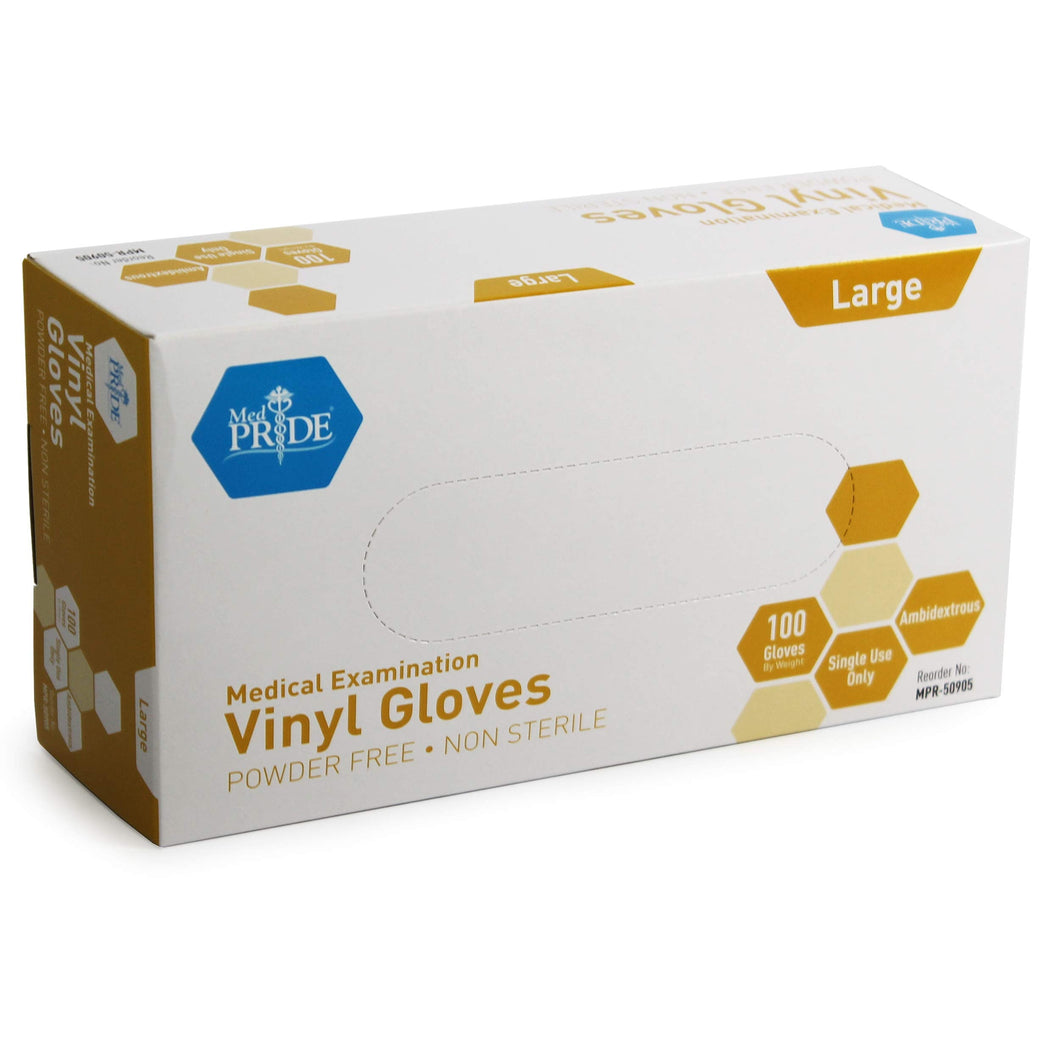 Medpride Medical Vinyl Examination Gloves (Large, 100-Count) Latex Free Rubber | Disposable, Ultra-Strong, Clear | Fluid, Blood, Exam, Healthcare, Food Handling Use | No Powder - Premium Exam Gloves from MED PRIDE - Just $11.89! Shop now at KisLike