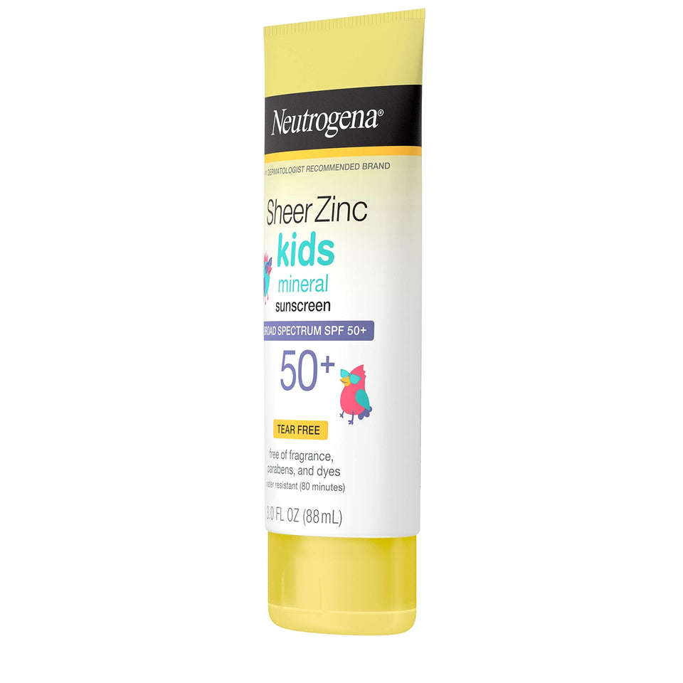 Neutrogena Sheer Zinc Oxide Kids Mineral Sunscreen Lotion, Broad Spectrum SPF 50+ with UVA/UVB Protection, Water-Resistant for 80 Minutes, Paraben-, Dye-, Fragrance- & Tear Free, 3 fl. oz - Premium Body Sunscreens from Neutrogena - Just $14.89! Shop now at Kis'like