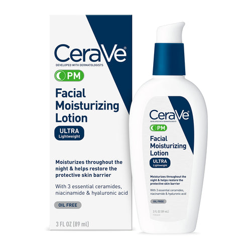CeraVe PM Facial Moisturizing Lotion | Night Cream with Hyaluronic Acid and Niacinamide | Ultra-Lightweight, Oil-Free Moisturizer for Face | 3 Ounce 3 Ounce (Pack of 1) - Premium Face Moisturizers from CeraVe - Just $16.89! Shop now at KisLike