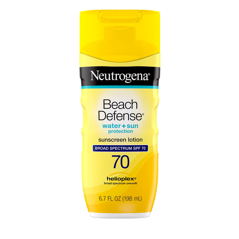 Neutrogena Beach Defense Water-Resistant Face & Body SPF 70 Sunscreen Lotion with Broad Spectrum UVA/UVB Protection, Oil-Free Fast-Absorbing Sunscreen Lotion, Oxybenzone-Free, 6.7 oz - Premium Body Sunscreens from Neutrogena - Just $12.89! Shop now at KisLike
