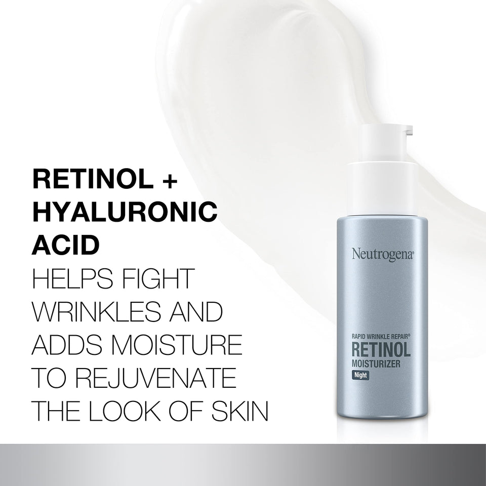 Neutrogena Rapid Wrinkle Repair Retinol Night Face Moisturizer, Daily Anti-Aging Face Cream with Retinol & Hyaluronic Acid to Fight Fine Lines & Wrinkles, 1 fl. oz - Premium Night Creams from Neutrogena - Just $26.89! Shop now at KisLike