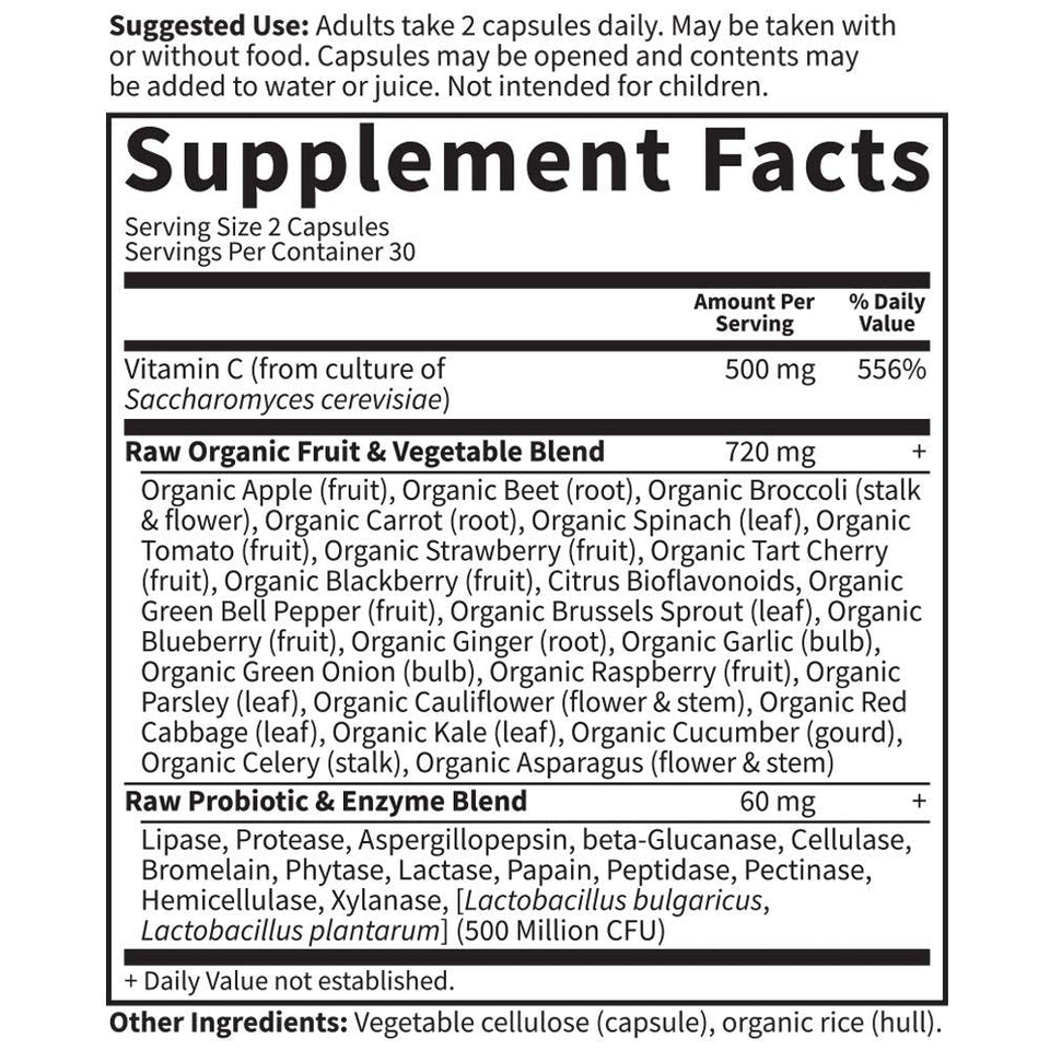 Garden of Life Whole Food Vitamin C Code Raw Capsules, 500mg, Fruit & Veggie Blend, Probiotics Supplements for Adults, Vegan, Gluten Free, Orange, 60 Count - Premium Vitamin C from Garden of Life - Just $18.89! Shop now at Kis'like