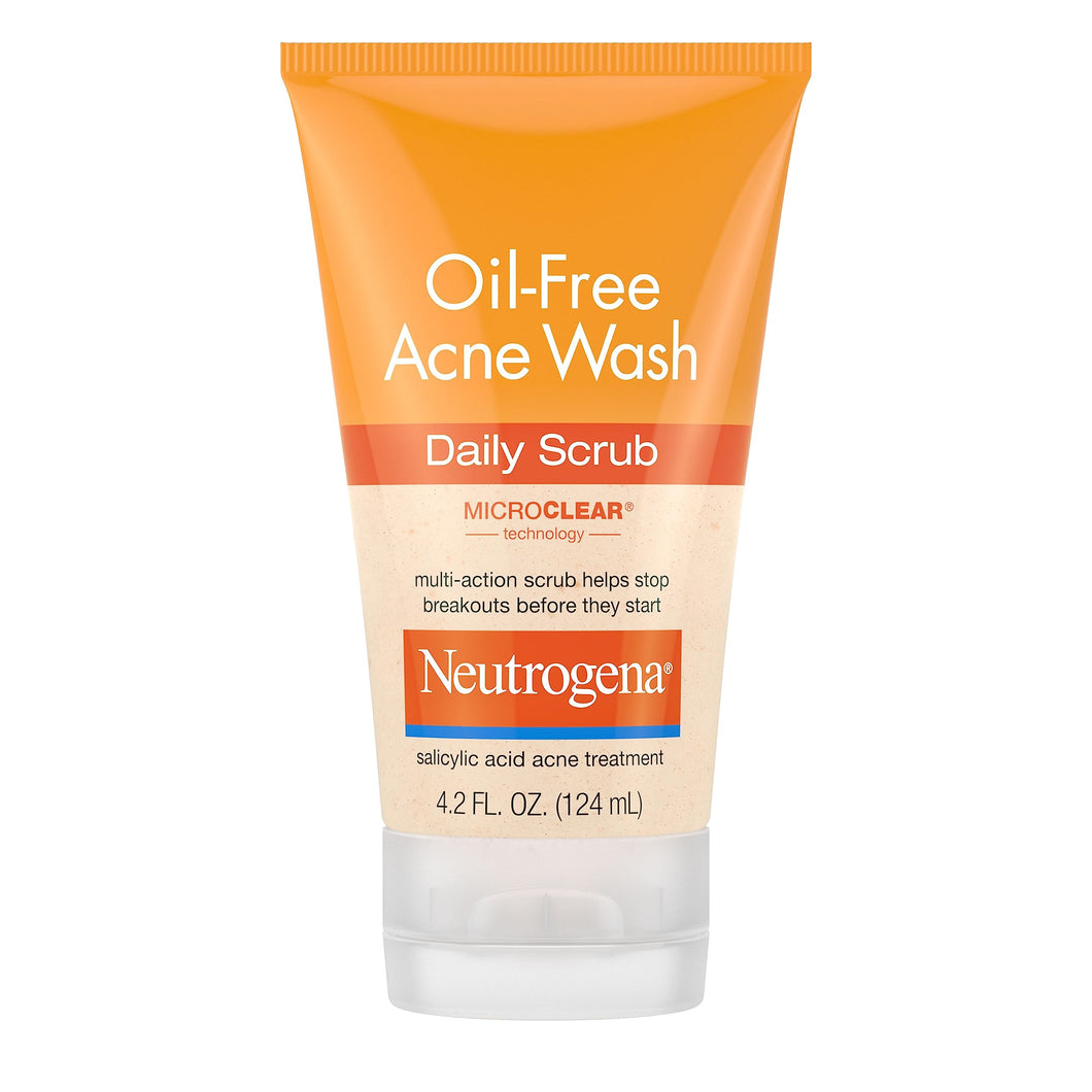 Neutrogena Oil-Free Acne Face Scrub, 2% Salicylic Acid Acne Treatment Medicine, Daily Face Wash to help Prevent Breakouts, Oil Free Exfoliating Facial Cleanser for Acne-Prone Skin, 4.2 fl. oz Unscented 4.2 Fl Oz (Pack of 1)