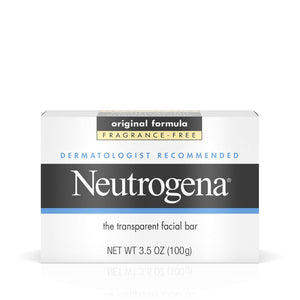 Neutrogena Original Fragrance-Free Facial Cleansing Bar with Glycerin, Pure & Transparent Gentle Face Wash Bar Soap, Free of Harsh Detergents, Dyes & Hardeners, 3.5 oz fragrance free 3.5 Ounce (Pack of 1)