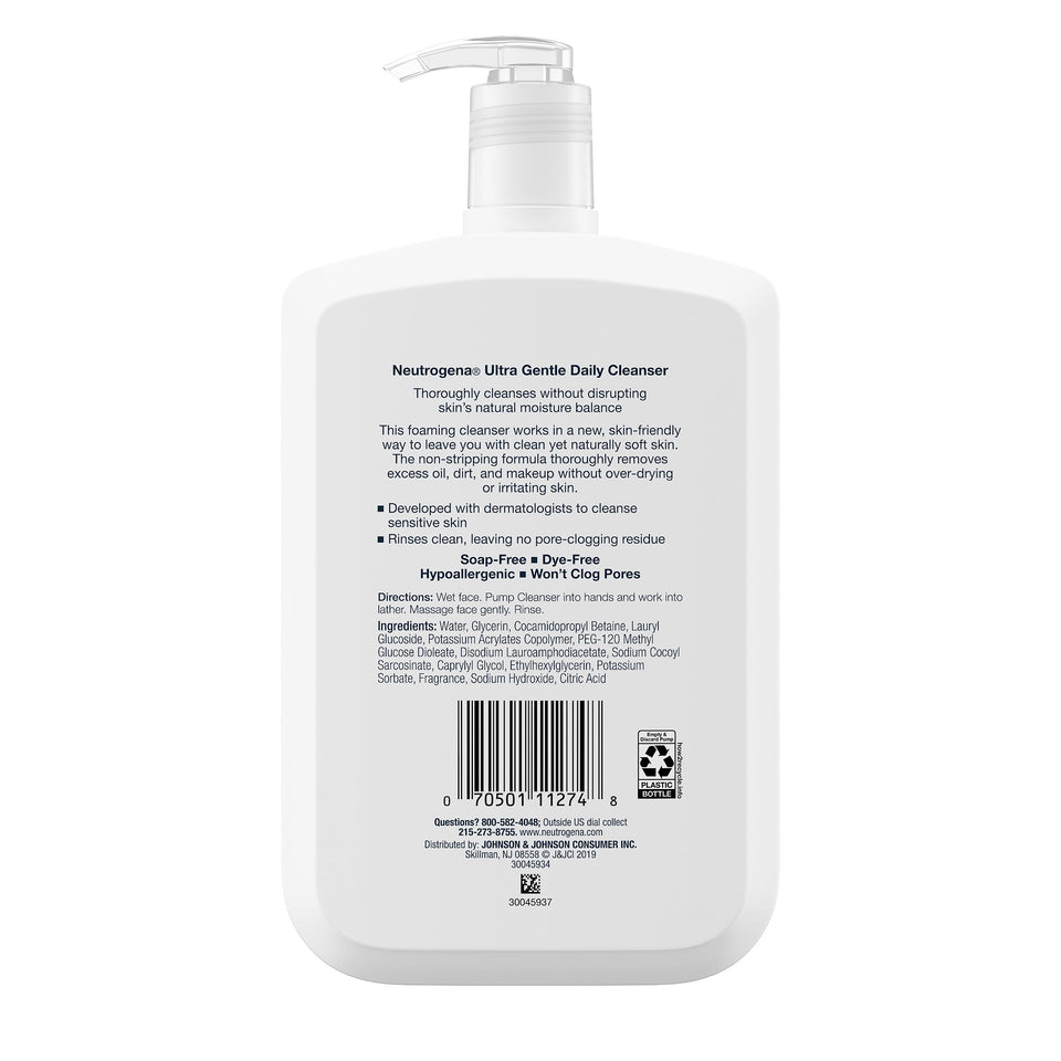 Neutrogena Ultra Gentle Foaming and Hydrating Face Wash for Sensitive Skin, Gently Cleanses Without Over Drying, Oil-Free, Soap-Free, 16 fl. oz SPF 45 - Premium Washes from Neutrogena - Just $11.89! Shop now at Kis'like