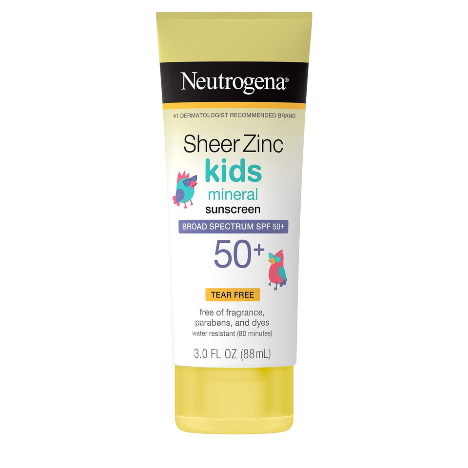 Neutrogena Sheer Zinc Oxide Kids Mineral Sunscreen Lotion, Broad Spectrum SPF 50+ with UVA/UVB Protection, Water-Resistant for 80 Minutes, Paraben-, Dye-, Fragrance- & Tear Free, 3 fl. oz - Premium Body Sunscreens from Neutrogena - Just $14.89! Shop now at KisLike