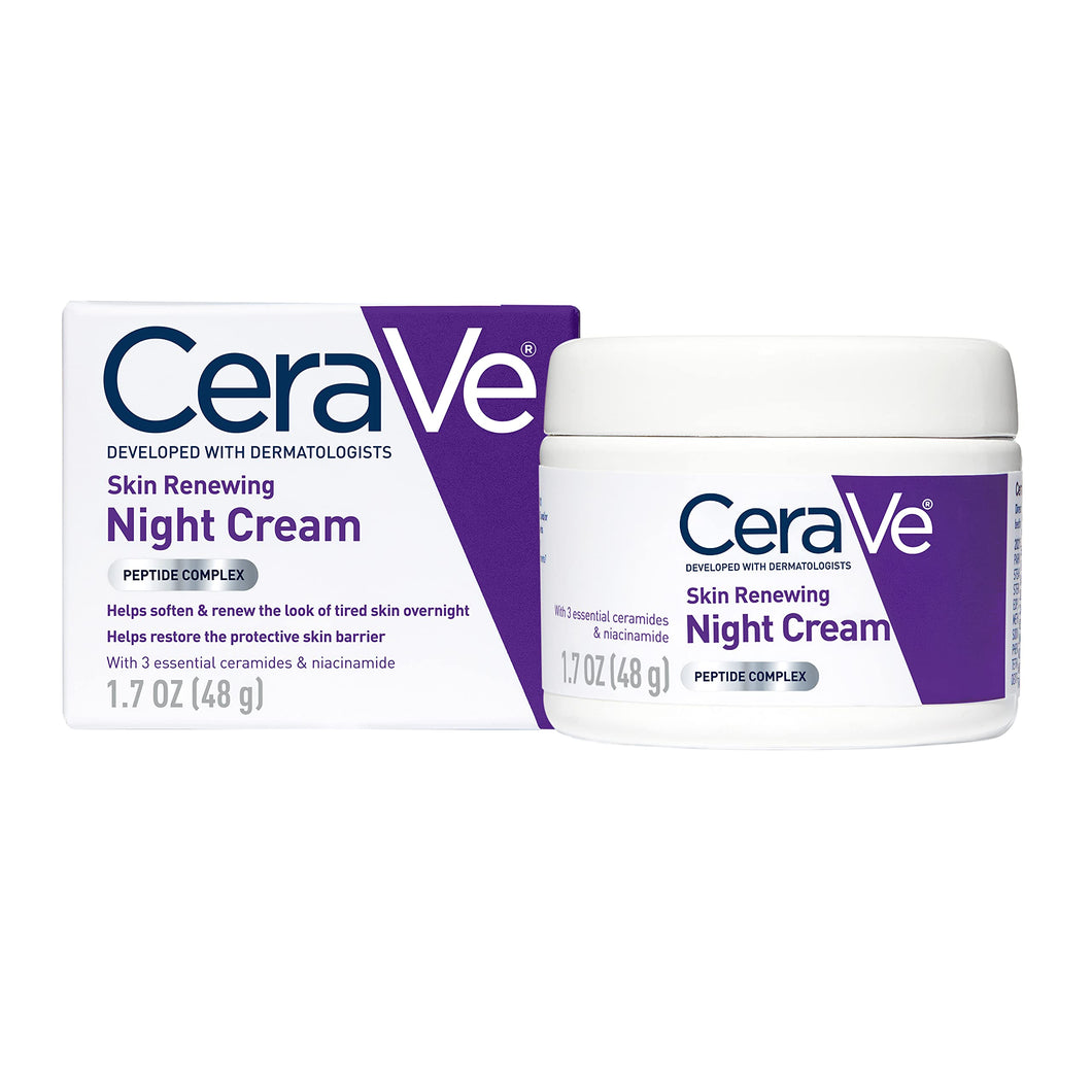 CeraVe Skin Renewing Night Cream | Niacinamide, Peptide Complex, and Hyaluronic Acid Moisturizer for Face | 1.7 Ounce, Packaging may Vary 1.70 Ounce (Pack of 1) - Premium Night Creams from CeraVe - Just $18.89! Shop now at Kis'like