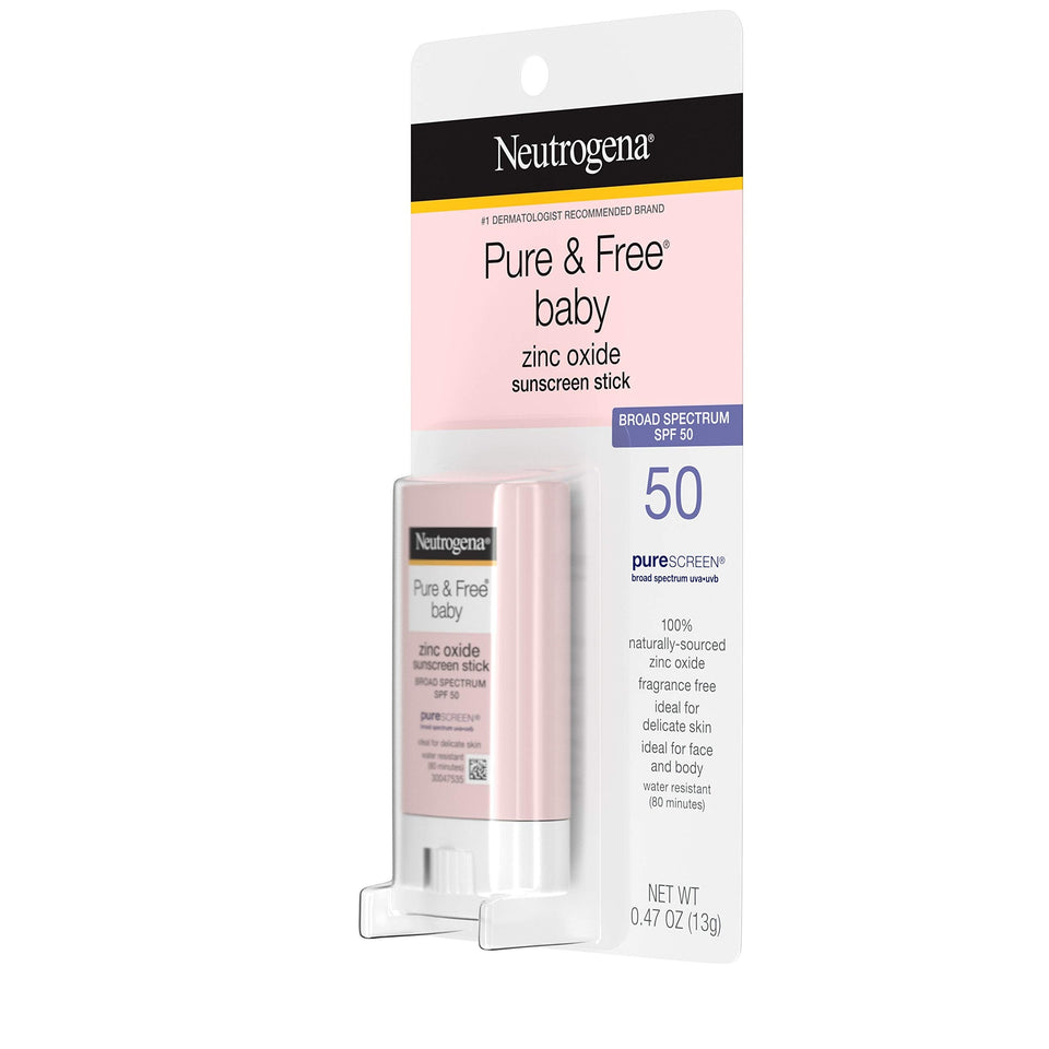 Neutrogena Pure & Free Baby Mineral Sunscreen Stick with Broad Spectrum SPF 50 & Zinc Oxide, Water-Resistant, Hypoallergenic, Paraben-, Dye- & PABA-Free Baby Face & Body Sunscreen, 0.47 oz 0.47 Ounce (Pack of 1) - Premium Body Sunscreens from Neutrogena - Just $11.89! Shop now at KisLike
