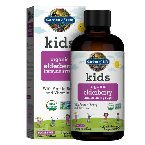 Garden of Life Organic Sambucas Elderberry Syrup for Kids Plus Aronia Berry & Acerola Cherry with Vitamin C for Immune Support, Sugar Free, Liquid, 3.9 Fl Oz - Premium Elderberry from Garden of Life - Just $21.89! Shop now at KisLike