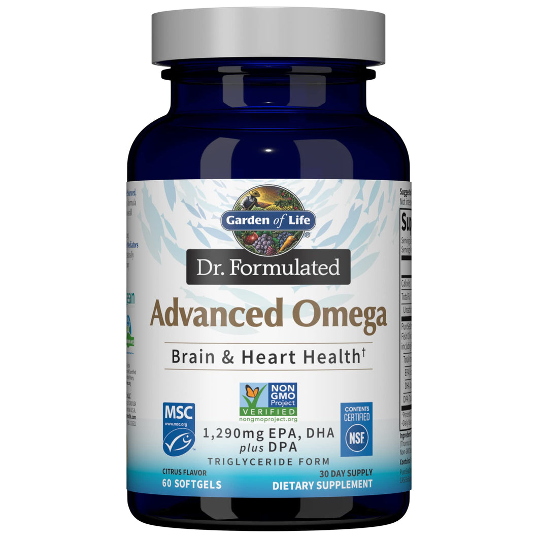 Garden of Life Dr. Formulated Advanced Omega Fish Oil - Lemon, 1,290mg EPA, DHA + DPA in Triglyceride Form, Single Source Omega 3 Supplement for Ultimate Brain & Heart Health, Non-GMO, 60 Softgels - Premium Omega-3 from Garden of Life - Just $25.89! Shop now at Kis'like
