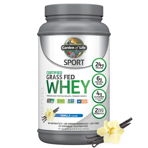 Garden of Life Sport Certified Grass Fed Clean Whey Protein Isolate, Vanilla, 22.57 Oz - Premium Whey from Garden of Life - Just $48.89! Shop now at Kis'like