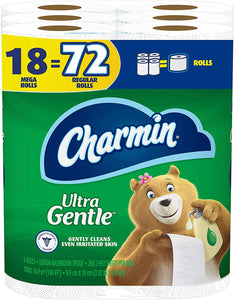 Charmin Ultra Gentle Toilet Paper, 3 Pack of 6 Mega rolls (Pack of 18) - Premium Toilet Paper from Charmin - Just $24.89! Shop now at Kis'like