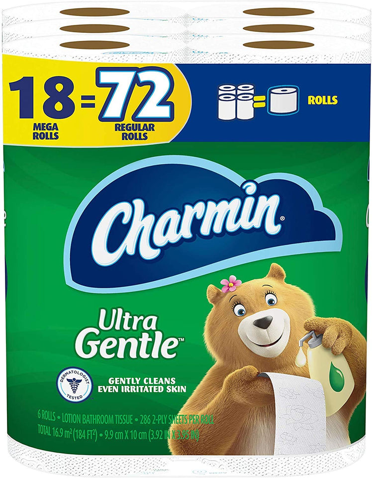 Charmin Ultra Gentle Toilet Paper, 3 Pack of 6 Mega rolls (Pack of 18) - Premium Toilet Paper from Charmin - Just $25.89! Shop now at Kis'like