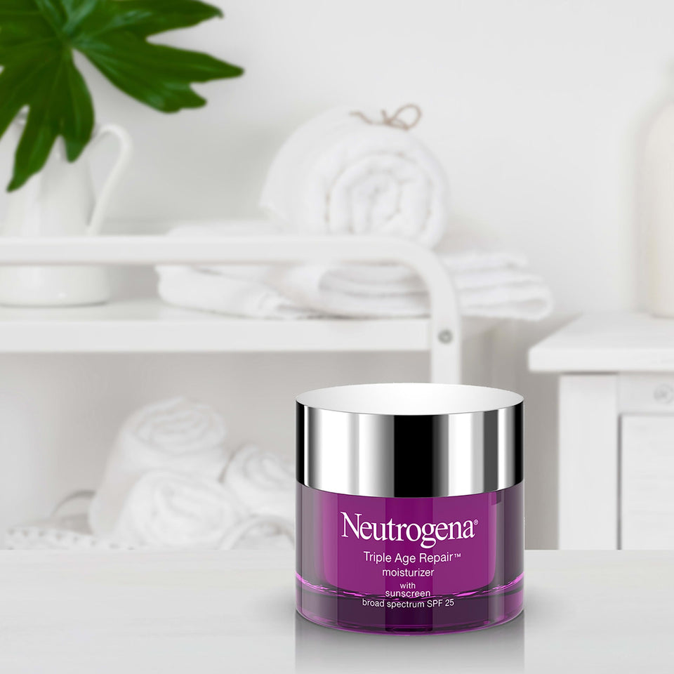 Neutrogena Triple Age Repair Anti-Aging Daily Facial Moisturizer with SPF 25 Sunscreen & Vitamin C, Firming Anti-Wrinkle Face & Neck Cream for Dark Spots, Glycerin & Shea Butter, 1.7 oz - Premium Face Moisturizers from Neutrogena - Just $25.89! Shop now at KisLike