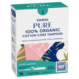 Tampax Pure Organic Super Absorbency Tampons, Unscented, 16 Ct White - Premium Natural Feminine Care from Tampax - Just $18.30! Shop now at Kis'like