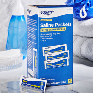 Equate All Natural Saline Packets Sinus Wash Refills for Neti Pots, 50 Count Neti Salt - Premium Equate Sinus Congestion & Nasal Care from Equate - Just $7.99! Shop now at Kis'like
